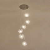 Contemporary Clear Glass Pendant Light With Led Available In 5/6/8 Lights Round/Linear Canopy 6 /