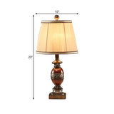 Vintage Style Fabric Brown Night Stand Lamp With Conical Shade - 1 Light Table For Guest Room