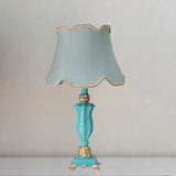 Traditional Style White/Blue Flared Shade Night Table Lamp - 1-Head Bedroom Desk Light Blue
