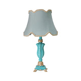 Traditional Style White/Blue Flared Shade Night Table Lamp - 1-Head Bedroom Desk Light