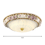 Led Dome Ceiling Lamp With Blossom Accent - White Milky Glass Flush Mount Sizes: 12’ 16’ 19.5