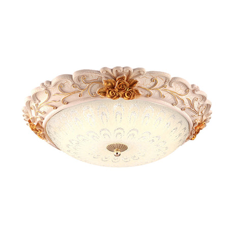 12’/16’/19.5’ Led Flush Mount Lighting With Opal Blown Glass Shade - White - Gold Retro Ceiling Lamp