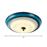Retro Style Blue Glass Led Flushmount Light For Bedroom 16/20 Wide
