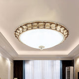 16/19.5 Antique-Style Brown Floral Flushmount Led Ceiling Light In Opal Glass - Warm/White Lighting