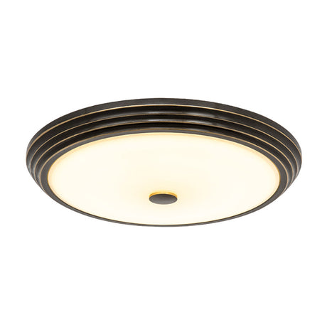 14’/15’/19’ Wide Black Country Style Circular Led Flush Ceiling Lighting With Opal Glass - Mount