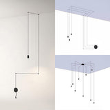 Contemporary Black Metal Ceiling Pendant Light With Line Hanging - Available In 1/3/9 Lights For