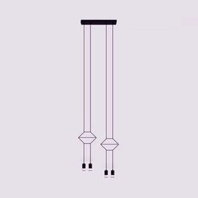Modern Geometric Metal Suspension Pendant Light - 2/4/6 Black Ceiling Lights 4 /