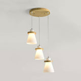 White Tapered Shade Hanging Lamp With Round Canopy - Elegant Milk Glass Pendant Lighting For Office
