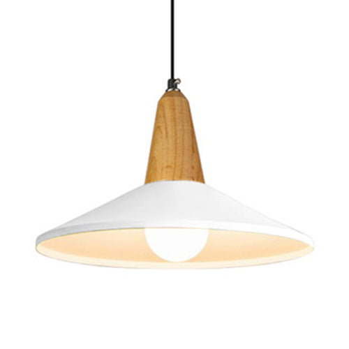 Stylish Nordic Pendant Light For Study Room - Aluminum & Wood Suspension White / 14
