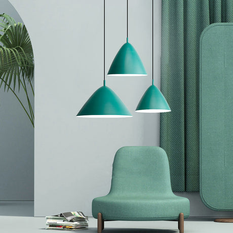 Candy Colored Nordic Pendant Light - 10.5/13/16 Inch Wide Aluminum Hanging Fixture For Cafes