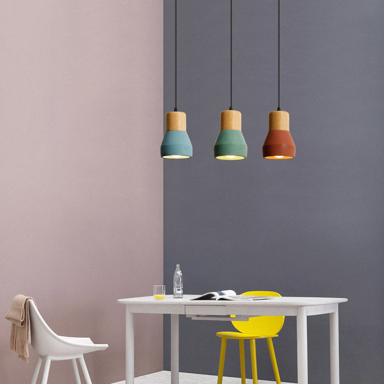 Nordic Style Cement Torch Pendant Lamp For Tea Station With Single Light