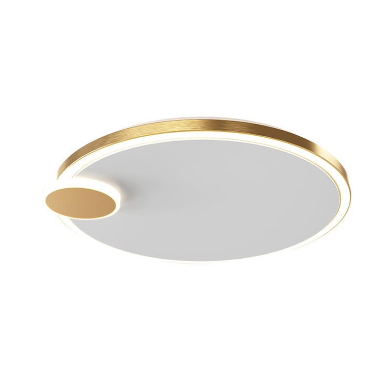 Round Metal Flush Lamp With Led In Black/Gold Finish | Warm/White Light 16/19.5 Diameter