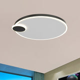 Round Metal Flush Lamp With Led In Black/Gold Finish | Warm/White Light 16/19.5 Diameter Black / 16