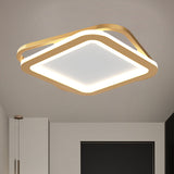 Modern Ceiling Mounted Flush Lighting In Black/Gold - Round/Square Metal Led Fixture For Hallways