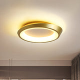 Modern Round Metallic Led Flush Mount Bedroom Light In Gold/Coffee With Warm/White Glow Gold / Warm
