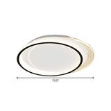 Metallic Circle Flush Mount Led Ceiling Light In Black-White For Bedroom