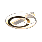Halo Ring Modern Black-White Led Ceiling Lamp Fixture - Metallic Flush Lighting In Warm/White Light