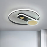 Minimal Black/Gold Metallic Hoop Led Flush Mount Light 16/19.5 Wide