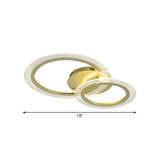 Modern Gold Led Bedroom Ceiling Lamp With Dual Rings - 16/18 Wide