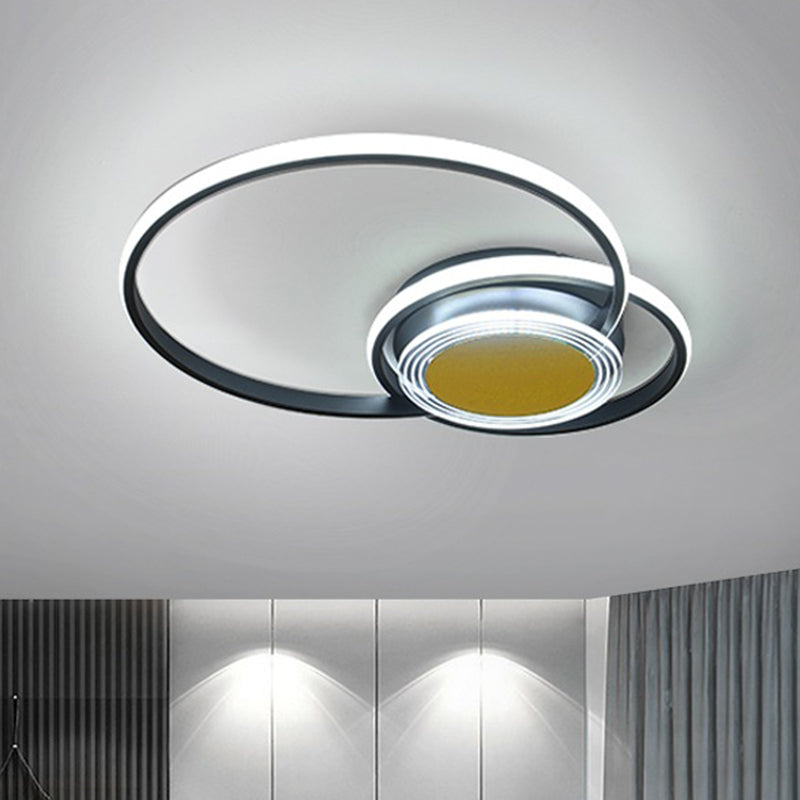 Contemporary Black/Gold Led Metallic Ceiling Flush Mount - Bedroom Lighting 14/18 Width Black / 14