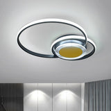 Contemporary Black/Gold Led Metallic Ceiling Flush Mount - Bedroom Lighting 14/18 Width Black / 14