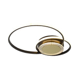 Contemporary Black/Gold Led Metallic Ceiling Flush Mount - Bedroom Lighting 14/18 Width