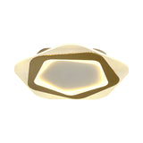 Modern Gold Metal Flush Mount Ceiling Light: Hexagon/Pentagon Shape Led 18/21.5 Width - Perfect For