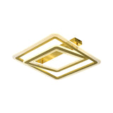 Square Frame Flush Mount Lamp Simple Metal Led Bedroom Light In Gold - 16’/19.5