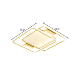 Minimal Dual Rhombus Flush Light - Gold Finish Led Metal Lamp (16.5’/20.5’ Wide) In Warm/White