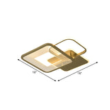 Gold Square Led Flushmount Ceiling Light For Bedroom 16’/19.5’ W