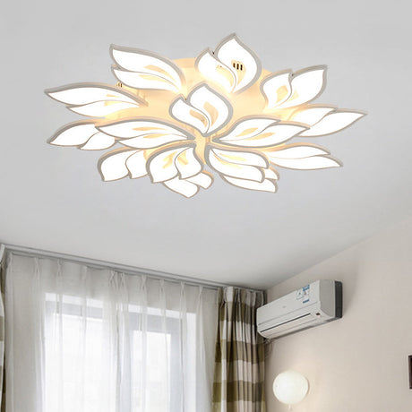 Minimalistic Acrylic Floral Flush Lamp With Led In Warm/White Light For Drawing Room Ceiling