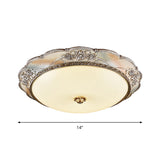 Traditional Silver Scalloped Led Flush Mount Ceiling Light With Frosted White Glass - 14/19.5 Wide