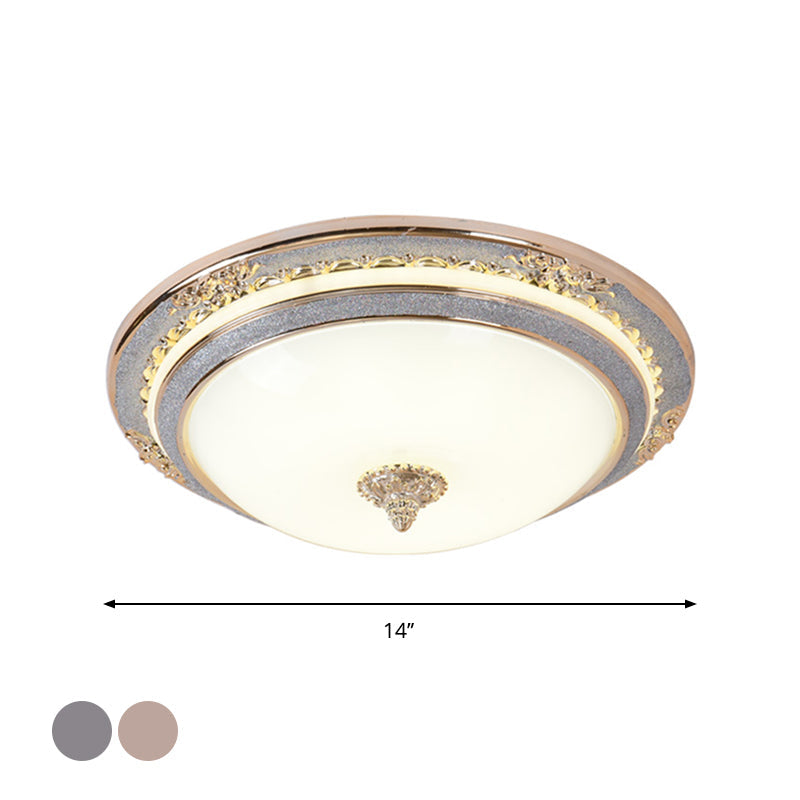 Sleek Glass Apricot Ceiling Lamp - Led Flush Mount Light Bowl - Shape Simplicity 14’/16’/19.5’ Dia