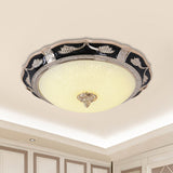 14/16/19.5 Retro Bowl Led Flush Light In Black With Cream Glass Ideal For Hotel Ceilings