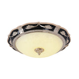14/16/19.5 Retro Bowl Led Flush Light In Black With Cream Glass Ideal For Hotel Ceilings