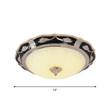 14/16/19.5 Retro Bowl Led Flush Light In Black With Cream Glass Ideal For Hotel Ceilings