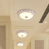Classic Milk Glass Silver Led Flush Mount Ceiling Light 16/19.5 Dome Hallway Lighting
