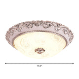 Classic Milk Glass Silver Led Flush Mount Ceiling Light 16/19.5 Dome Hallway Lighting