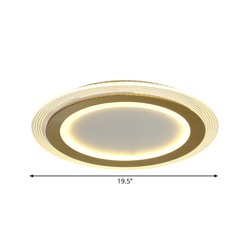 Modern Led Gold Flush Mount Lamp Metallic Square/Round Shape Options 16/19.5 Wide
