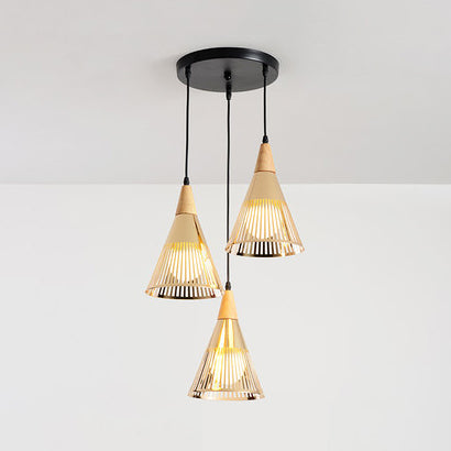 Modern Gold Metallic Conical Ceiling Light For Restaurant Cafe - Stylish Overhead Lighting 3 / Round