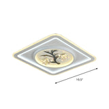 Modern Crystal Led Flush Ceiling Light For Bedchamber - White Round/Square Fixture