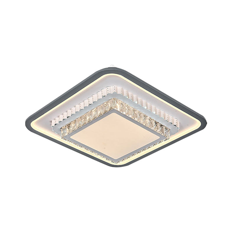 Modern Led Crystal Ceiling Light Fixture - Square/Rectangle Design (Black/White)