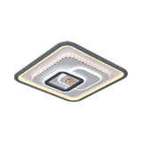 Modern Led Crystal Flushmount Ceiling Lamp - Black & White Square Design For Sleeping Room