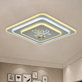 Led Crystal Ceiling Lamp Modern Flush Mount Lighting In White - Round/Square Design / Square Plate