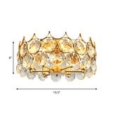 Contemporary Crystal Gold Semi Flush Mount Ceiling Light With 6 Heads