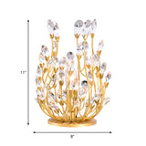 1 Gold Table Lamp With Swirled Arm Crystal Teardrops: Contemporary Bedchamber Night Light