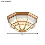 13’/21’ Led Bowl Ceiling Light: Colonial Brass Finish With Opal Glass Flush Fixture - Ideal For