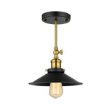 Vintage Black Metallic Semi-Flush Ceiling Light With Conical Bulb For Dining Room