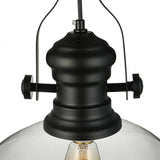 Coastal Black Dome Pendant Light With Clear Glass - Single-Bulb Hanging Lamp For Dining Room