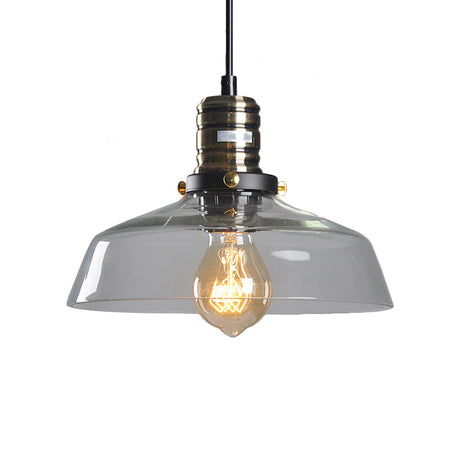 Hanging Single-Light Ceiling Pendant With Clear/Brown Glass Shade - Industrial Style For Dining Room